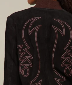 Lucchese Embroidered Suede Bomber Jacket*Women Outerwear