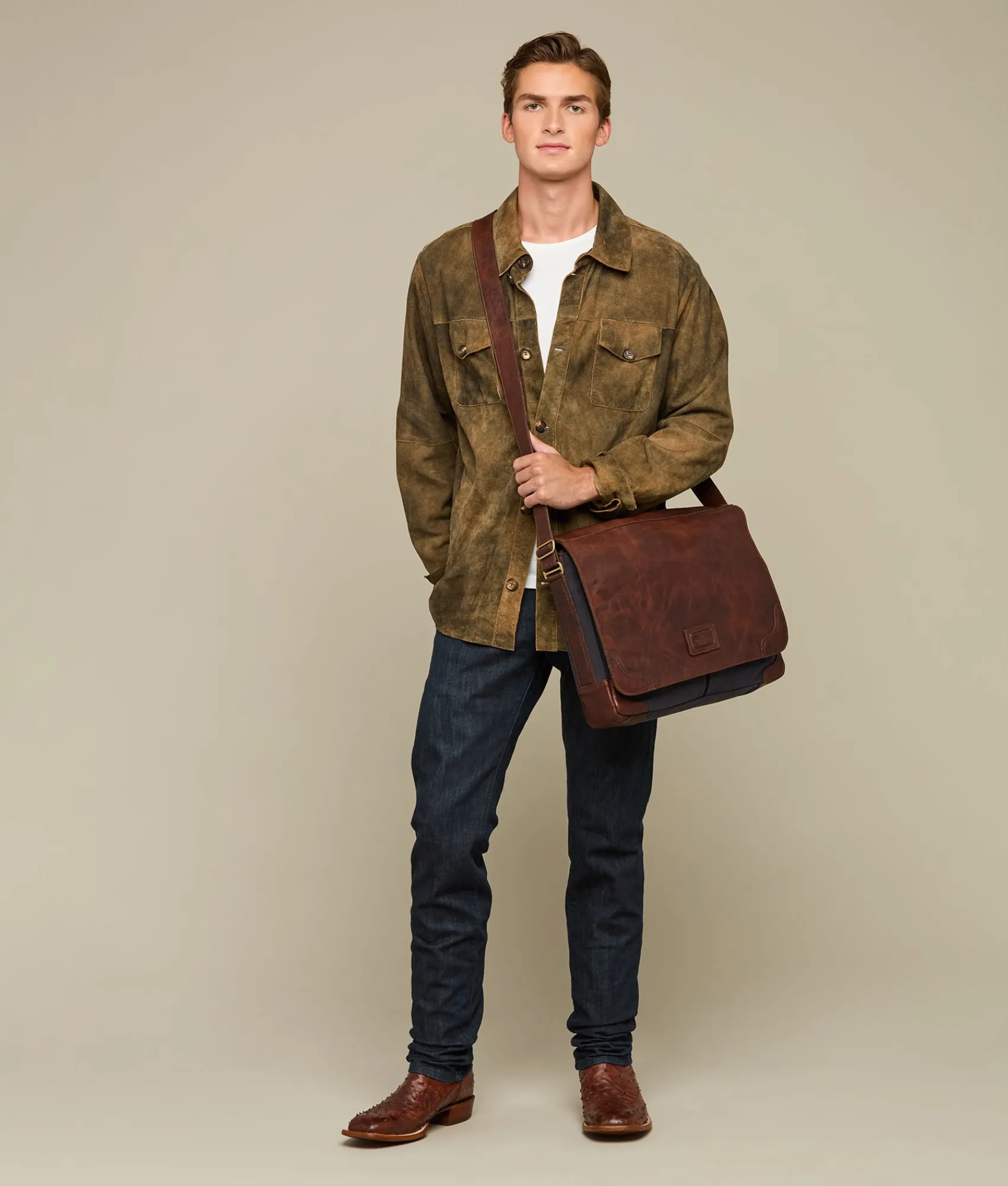 Lucchese Everyday Waxed Canvas Messenger Bag* Travel