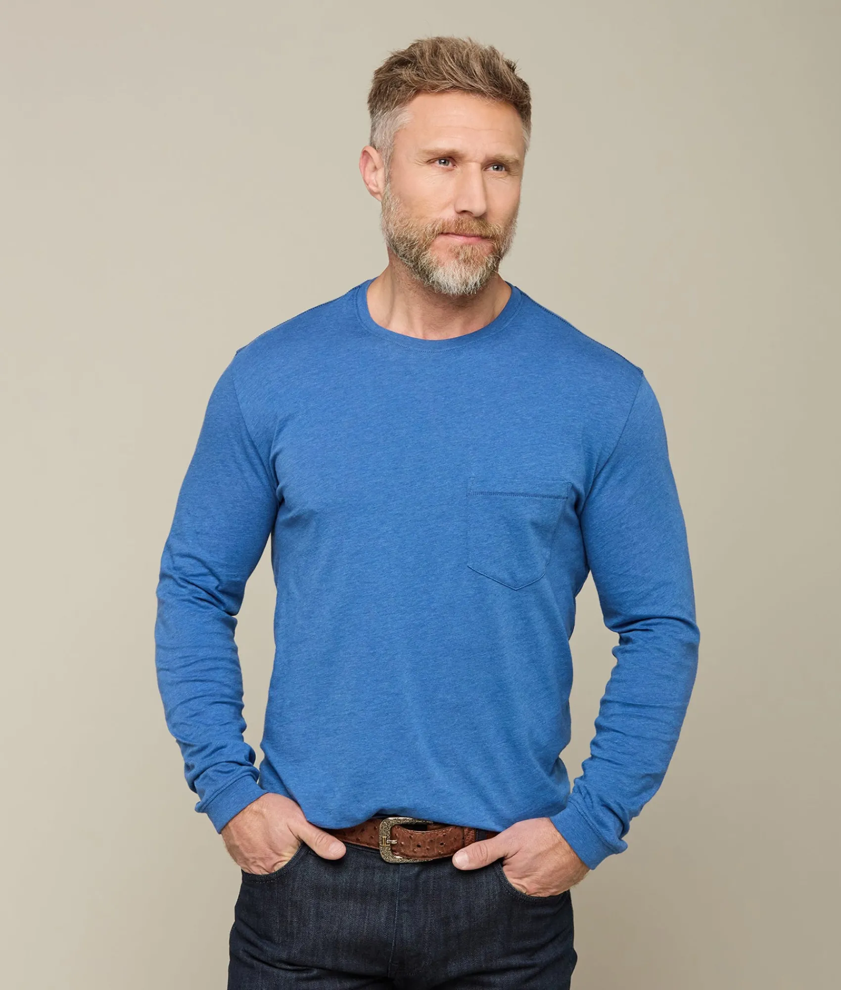 Lucchese Long Sleeve Bar Stitch Tee* Tops