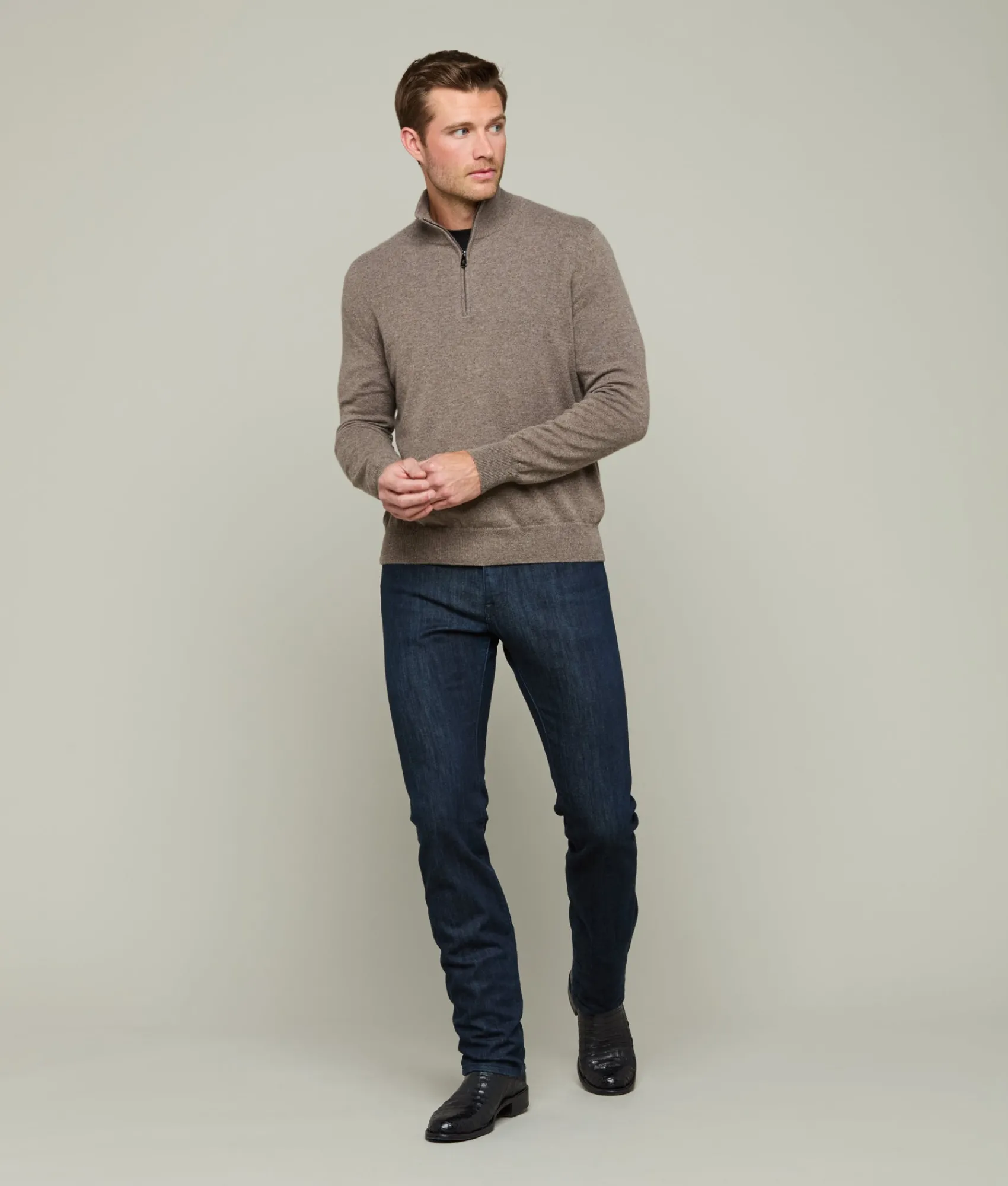 Lucchese Men's Cashmere Quarter Zip* Outerwear