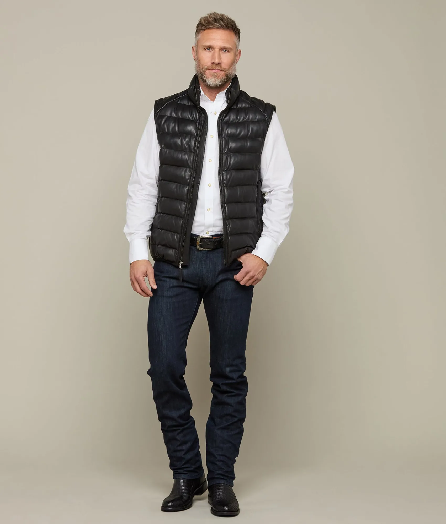 Lucchese Men's Leather Puffer Vest* Outerwear