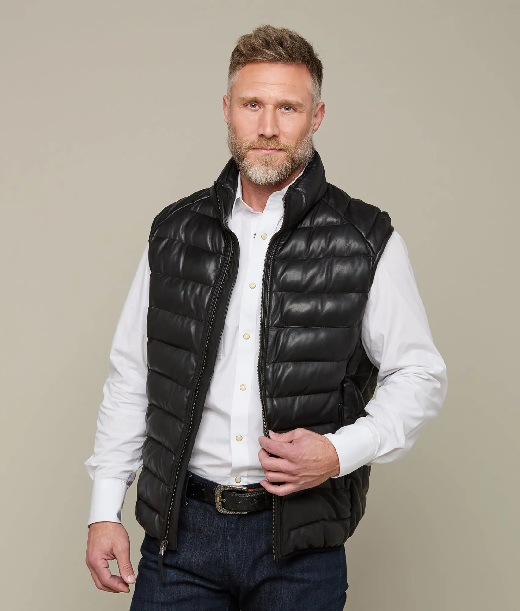 Lucchese Men's Leather Puffer Vest* Outerwear