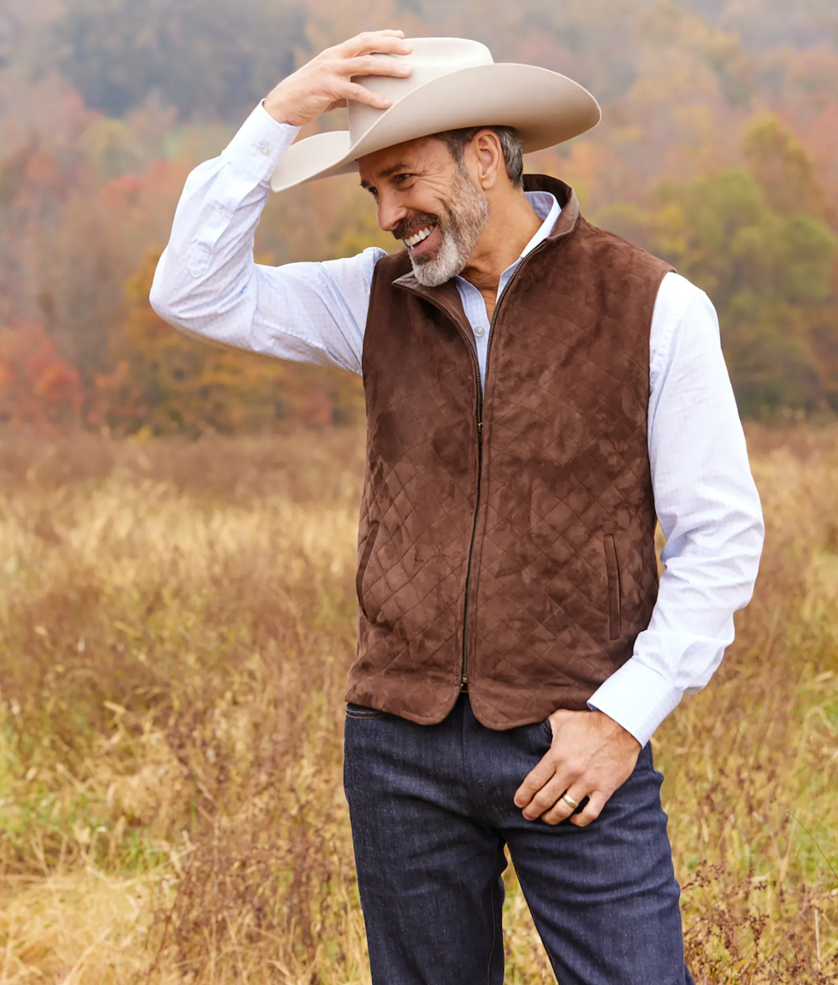Lucchese Quilted Suede Vest* Outerwear